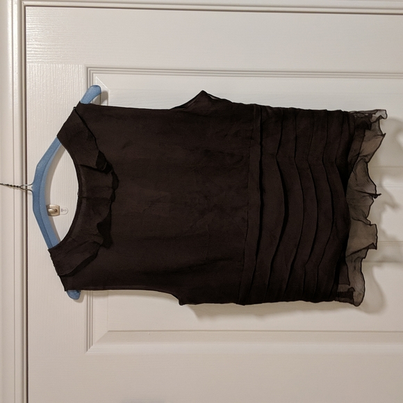 WDNY brand Brown blouse. Size L. Chiffon trimming. NEVER WORN - Picture 2 of 3